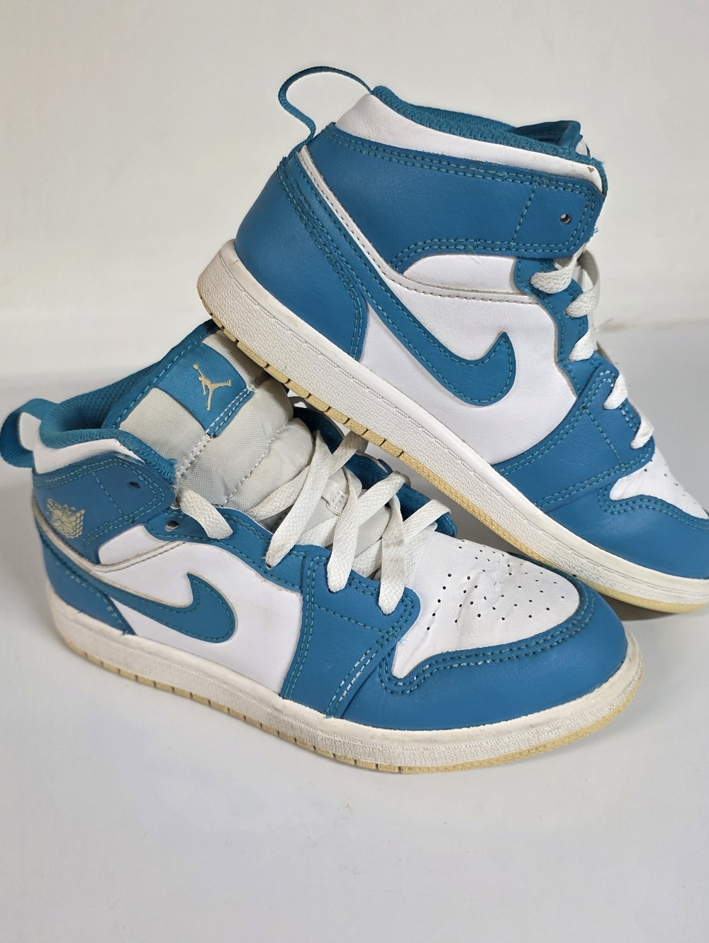 Nike Air Jordan 1 Mid Aquatone White Shoes DQ8424-400 Size Kids 2Y